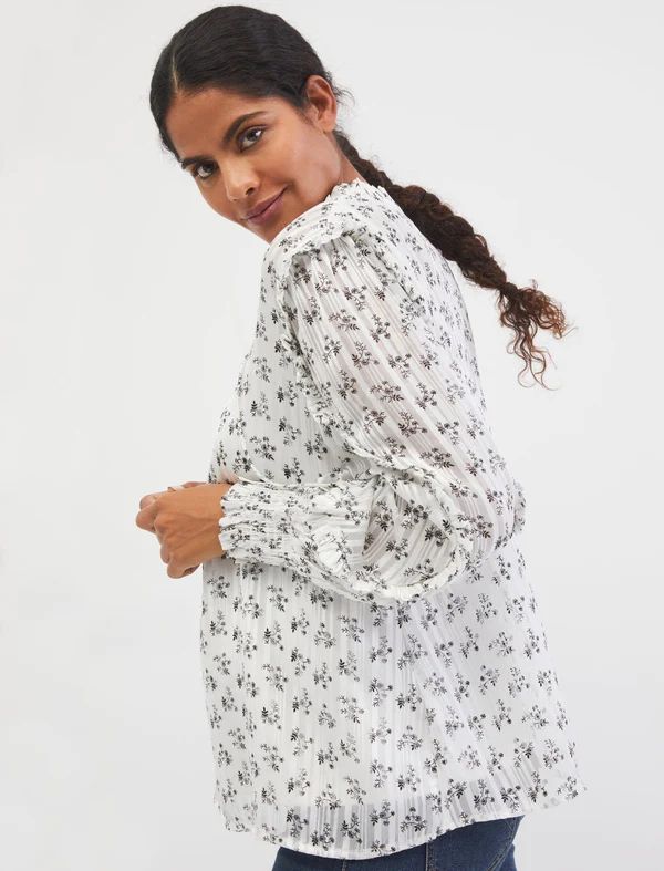 Chiffon Ruffle Sleeve Maternity Blouse | A Pea In The Pod