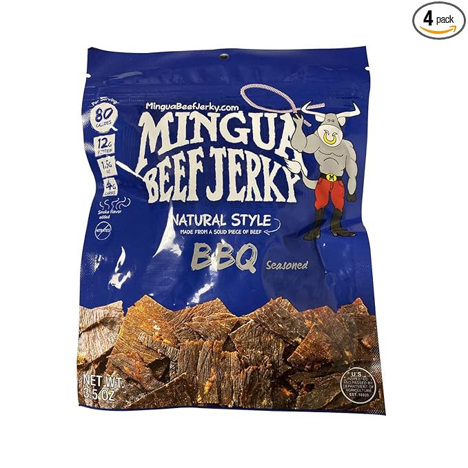 Mingua Beef Jerky BBQ-Seasoned - Nitrate-Free Meat Snack Packs - 100% US Beef (Four 3.5-Ounce Bag... | Amazon (US)