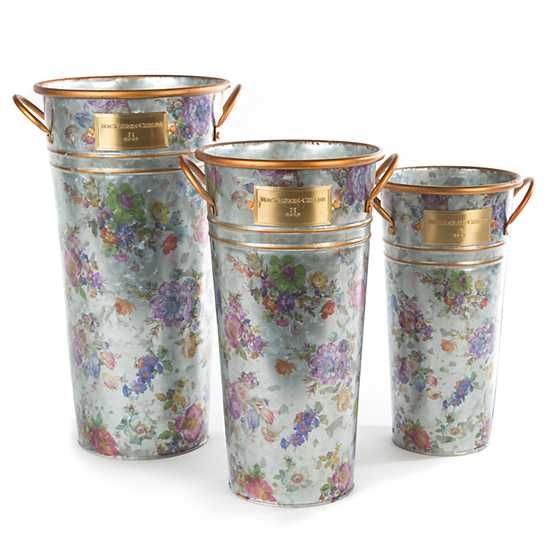 Flower Market Galvanized Flower Buckets - Set of 3 | MacKenzie-Childs