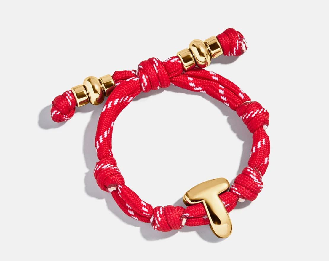 Knotty Initial Custom Bracelet - Cherry Red Single Letter | BaubleBar