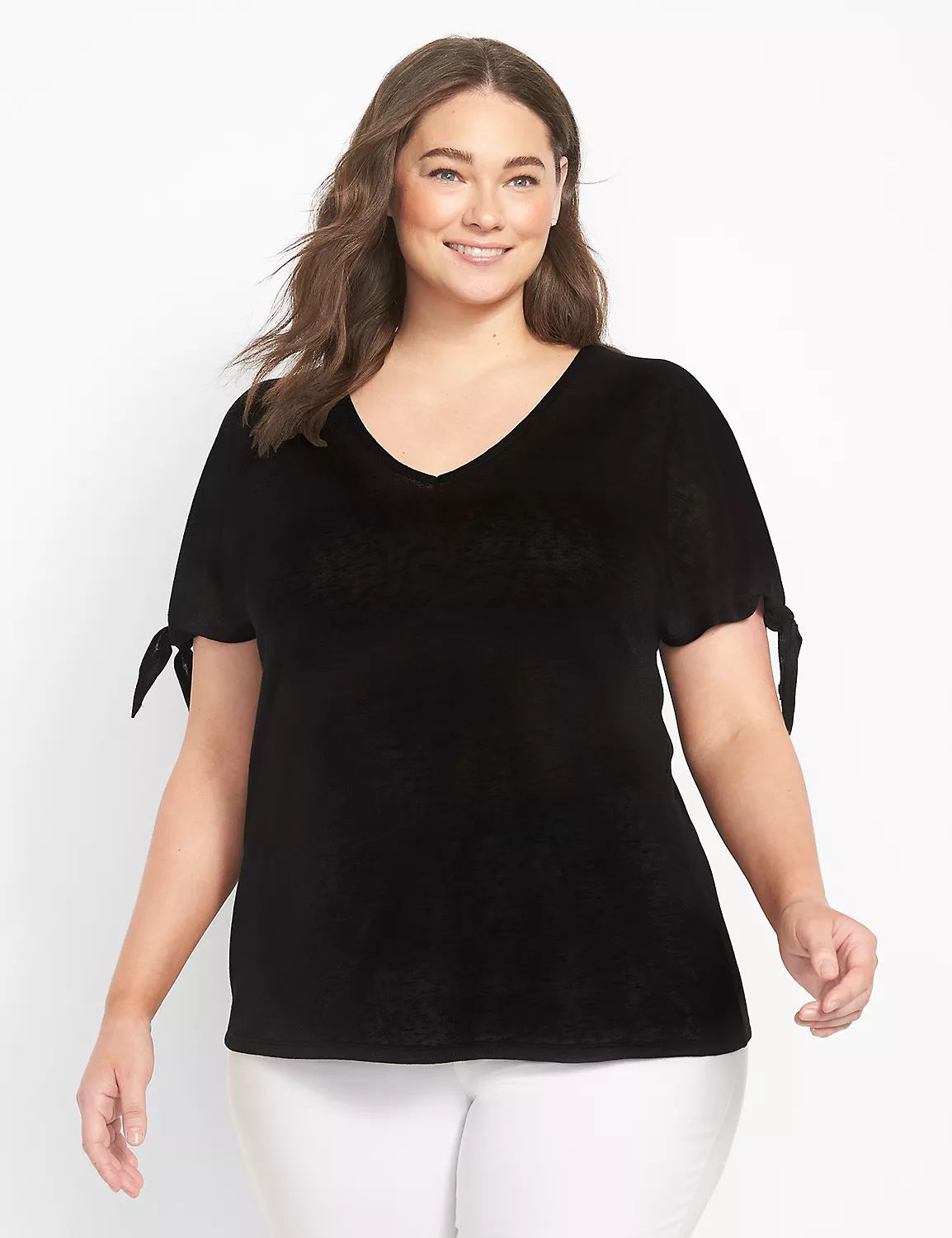 Classic Tie-Sleeve V-Neck Tee | LaneBryant | Lane Bryant (US)