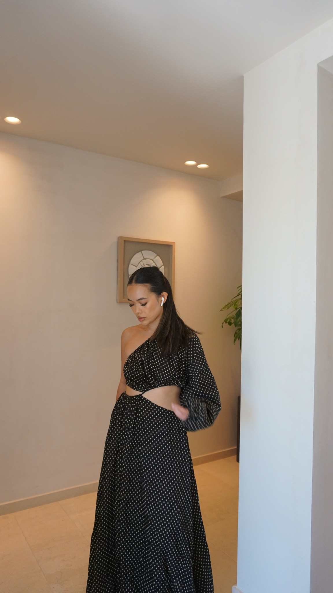 matteau asymmetric wave dress Bateau Neck Flutter Dolman Ruched Waist Asymmetric Midi Dress – Maggy London main image 1