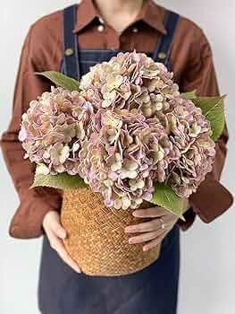 JINWOE 4Pcs Purple Vintage Boho Faux Hydrangea Flowers, 21" Real Touch Fall Artificial Hydrangea,... | Amazon (US)