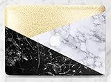 Black And White Geometric Marble Gold Rose Gold Hard Plastic Glitter Case Cover For Apple Macbook Ai | Amazon (US)