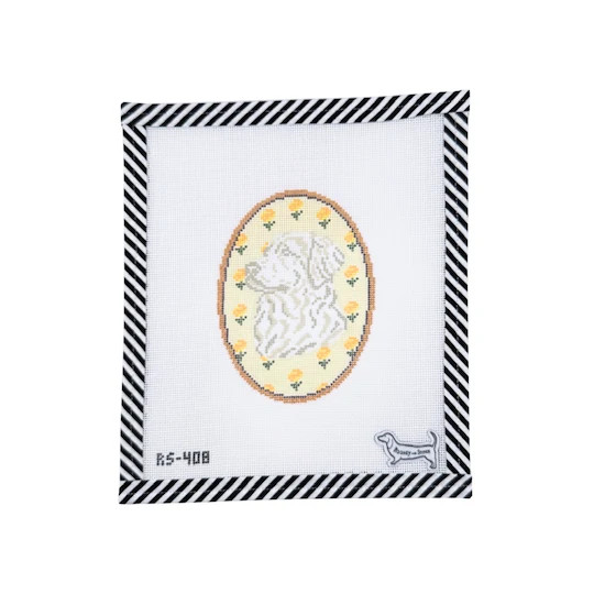 The Golden Retriever Flower Cameo | Atlantic Blue Canvas