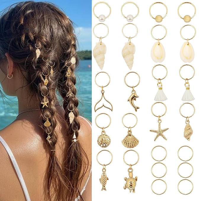 TEBIEKOY 24 PCS Hair Accessories for Women Seashell Loc Hair Jewelry for Braids Conch Dreadlock C... | Amazon (US)
