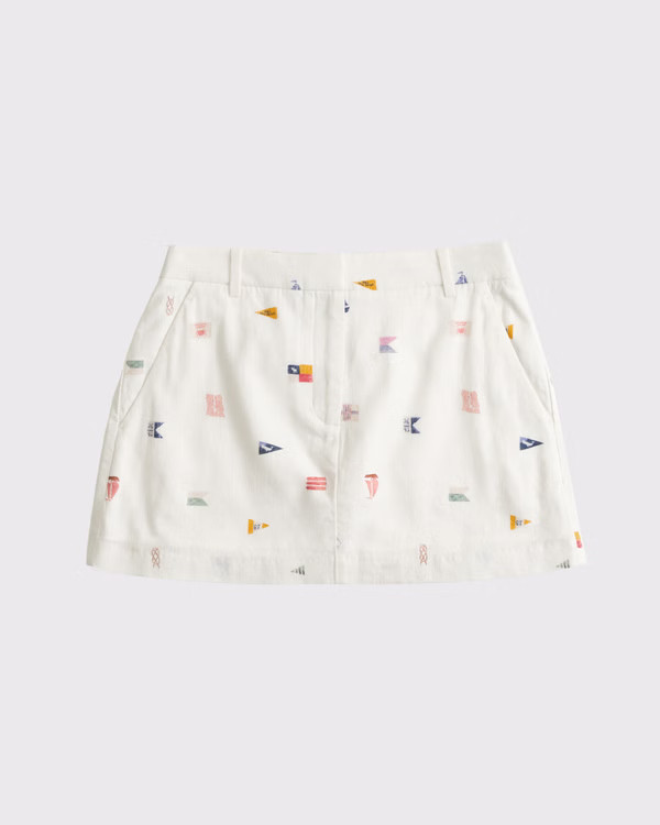 Linen-Blend Tailored Mini Skort | Abercrombie & Fitch (US)