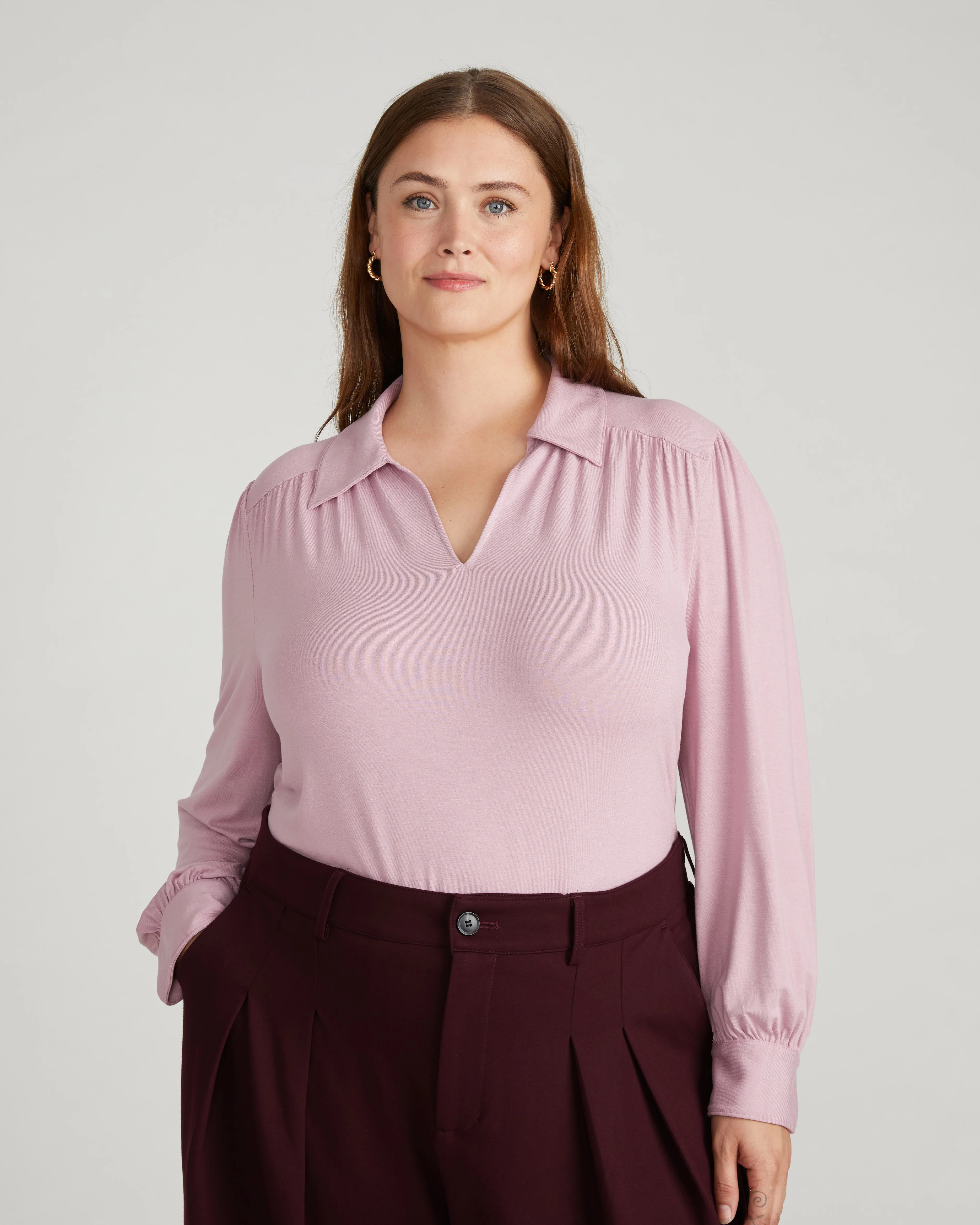 Moore Liquid Jersey Blouse - Pale Mauve | Universal Standard