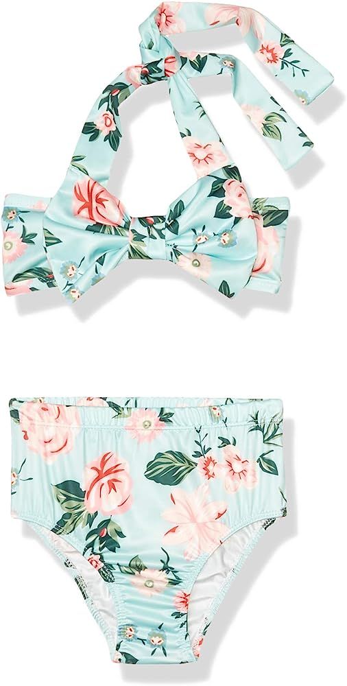 2Pcs Baby Girls Halter Bowknot Tube Top+Floral Short Bottoms Bikini Bathing Suit Swinwear | Amazon (US)
