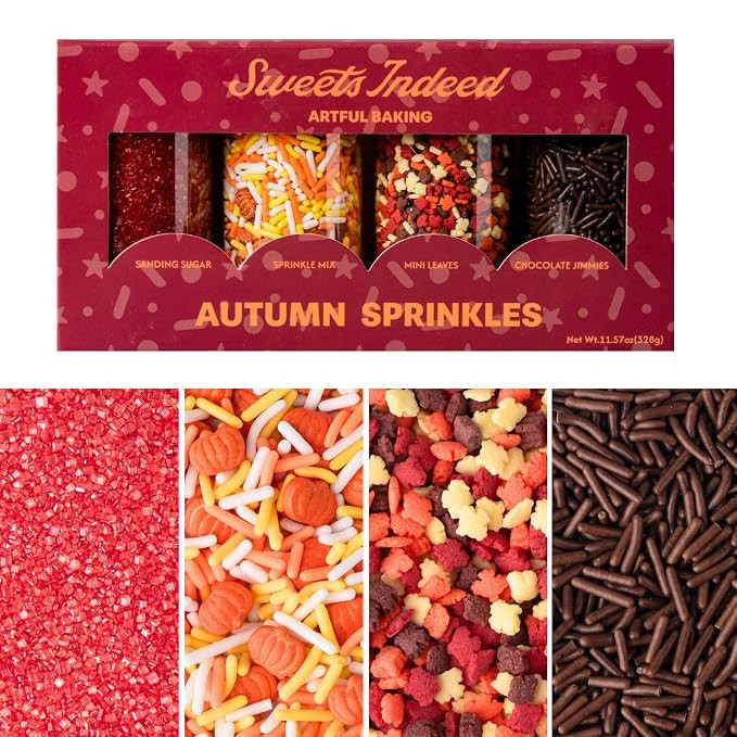 Sweets Indeed Fall Sprinkles 4 Pack, Pumpkin & Leaf Shapes, 11.57 ounces | Amazon (US)