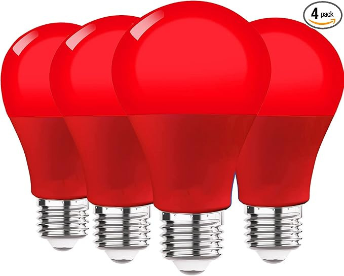 LED Red Light Bulb, A19 9W (60W Equivalent) Red Colored Light Bulb Outdoor, E26 Base Red LED Ligh... | Amazon (US)