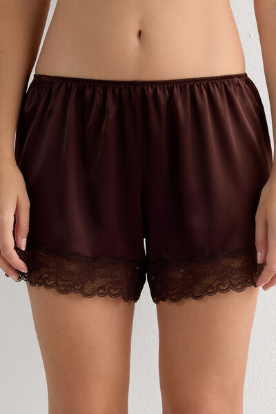 Intimissimi Lace Trim Silk Shorts Woman Brown Size S | Intimissimi (US)
