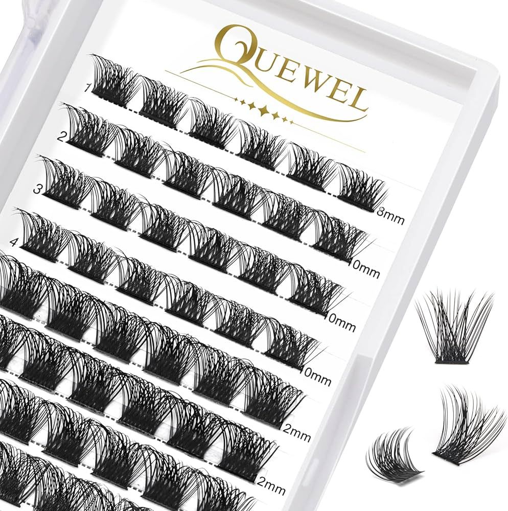 QUEWEL Cluster Lashes 72 Pcs Wide Stem Individual Lashes C/D Curl 8-16mm Length DIY Eyelash Exten... | Amazon (US)
