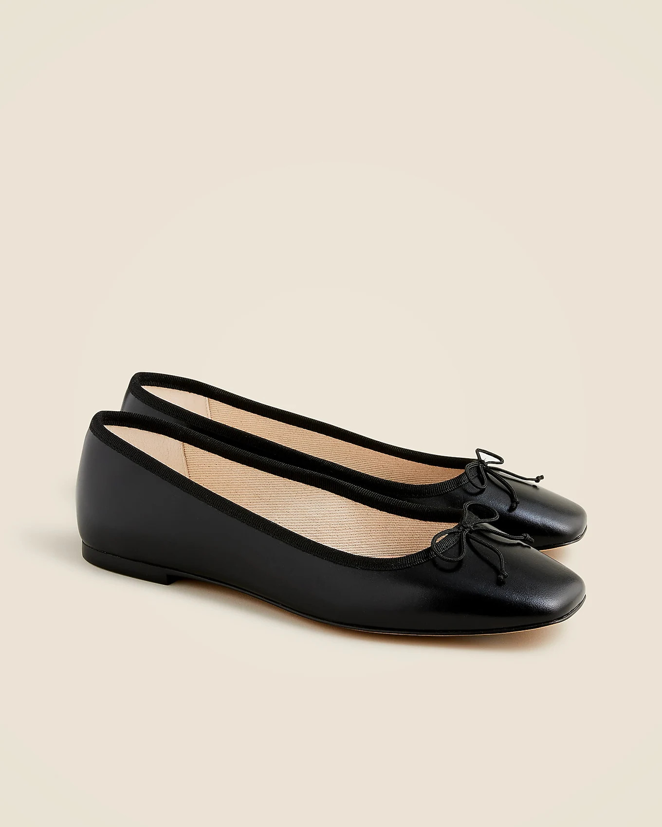 Quinn square-toe ballet flats in leather | J. Crew US