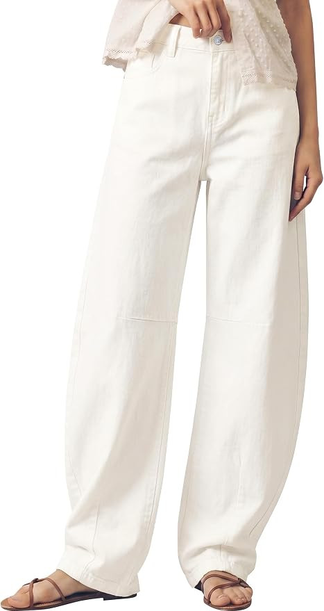 luvamia Barrel Jeans for Women High Rise Western Baggy Denim Pants Stretchy | Curves Around Mid-l... | Amazon (US)