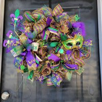 Mardi Gras Wreath, Purple Green & Gold Decomesh Jester Door Hanger, Fleur De Lis Fat Tuesday Mask Wreath | Etsy (US)