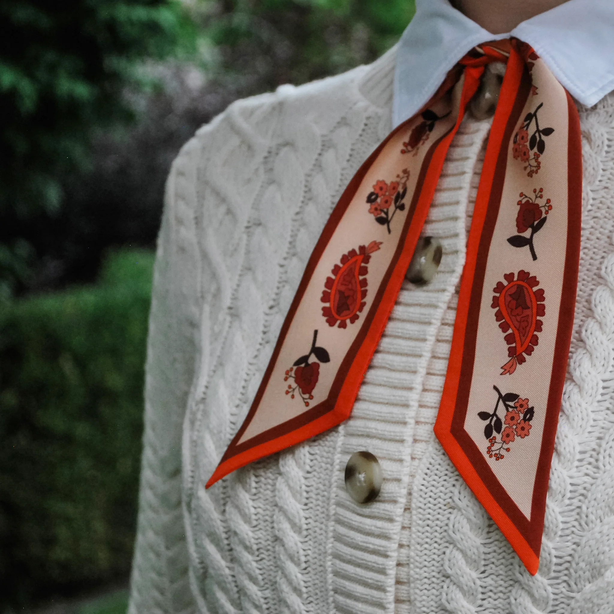 Pumpkin Paisley Twilly Scarf | Fleur Sauvage Design