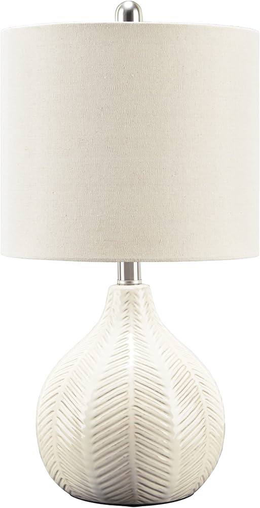 Signature Design by Ashley Rainermen 20" Modern Herringbone Ceramic Table Lamp, Off White | Amazon (US)