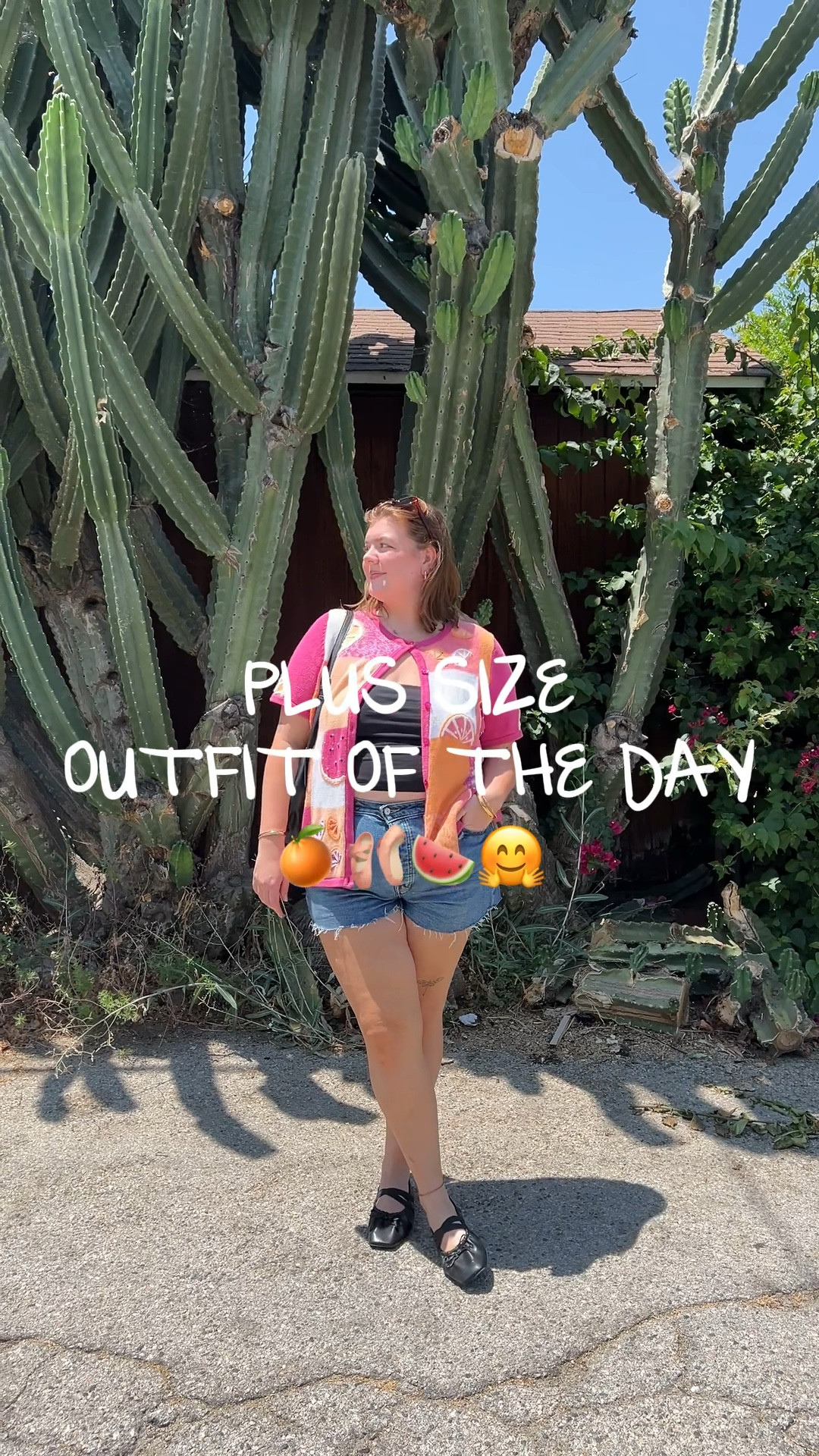 love vintage sweaters and sweater tops like this one! couldn’t link but brand is Quacker Factory 
Tube top XL
Shorts 18

Fruit embroidered top, colorful sweater, denim shorts, ballet flats, tube top, summer style

#LTKStyleTip #LTKSeasonal #LTKPlusSize