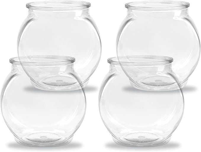 Flat-Sided Fishbowl Party Cups – 4-Pack (22 oz) – Durable Plastic, Fun Fishbowl Design for Co... | Amazon (US)