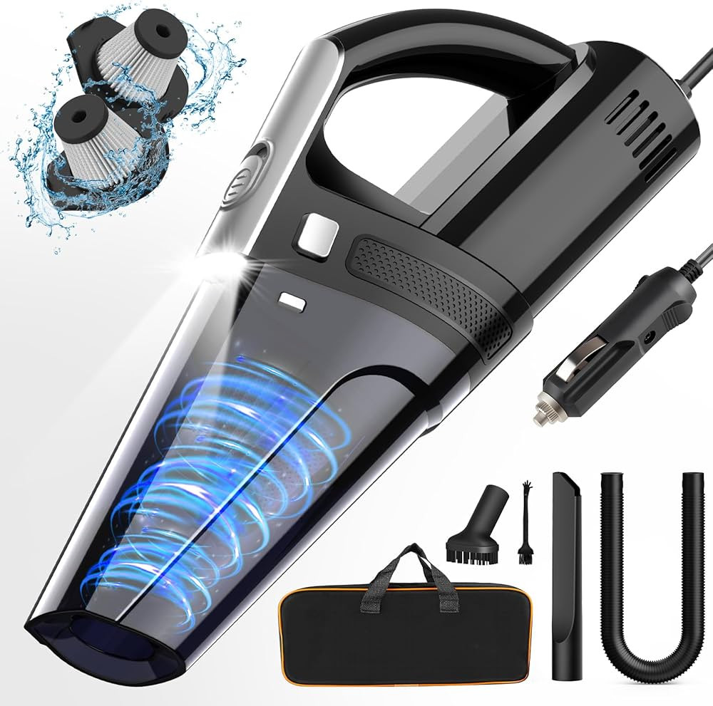 Car Vacuum, Portable  Car Vacuum Cleaner with 7000PA Suction, DC 12V High Power 16.4Ft Cord Wired... | Amazon (US)