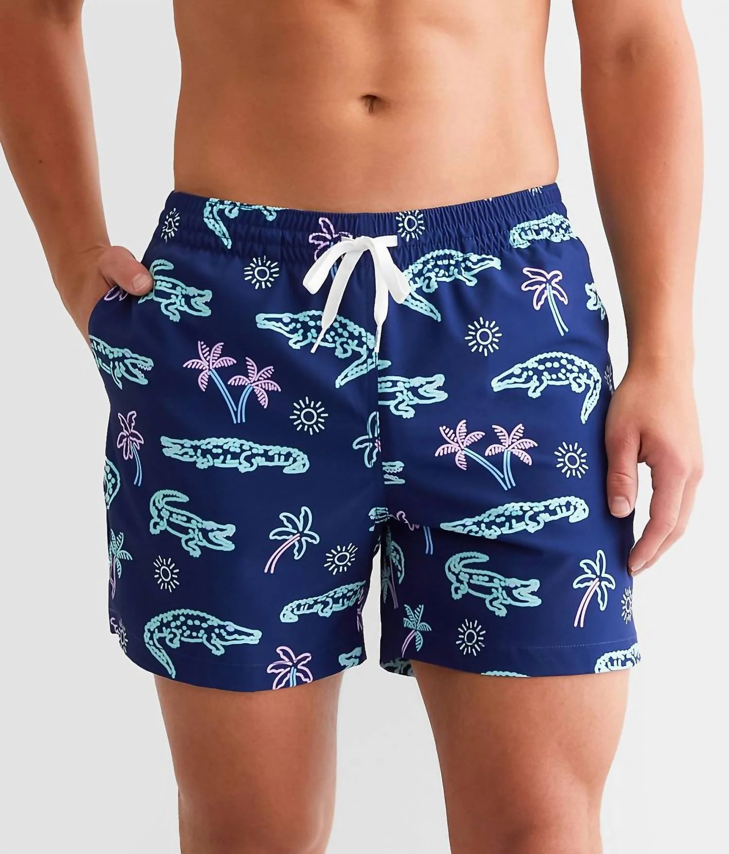 The Neon Glades 7" Swim Trunk In Navy | Shop Simon