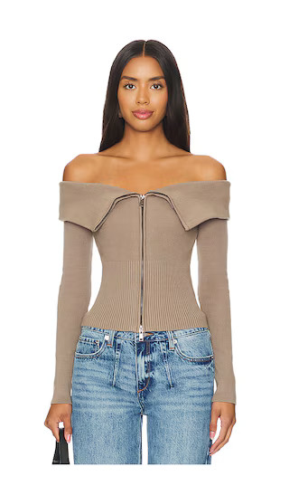 Giugno Zip Cardigan in Taupe | Revolve Clothing (Global)