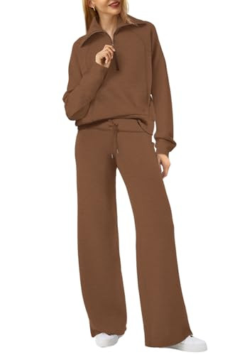 XIEERDUO Lounge Sets For Women Airport Outfit For Women Set 2025 Fall Winter Brown L | Amazon (US)
