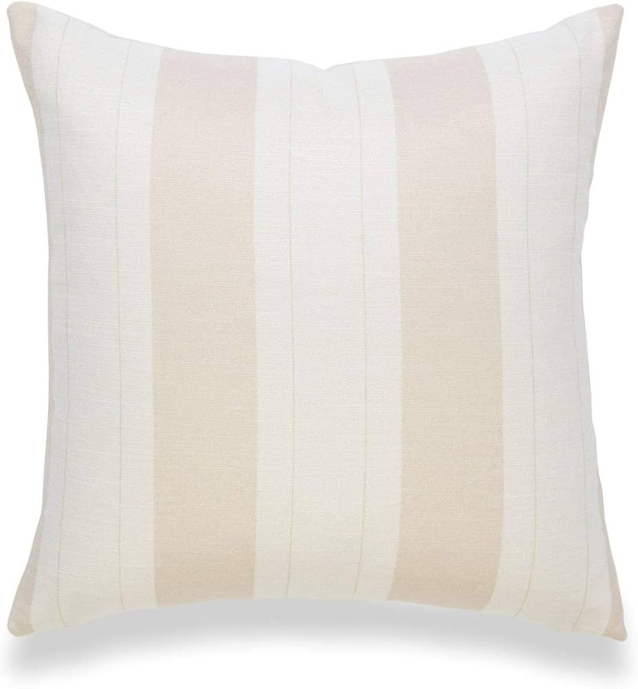 Coastal Decorative Throw Pillow Cover ONLY, for Couch, Sofa, or Bed, Taupe Stripe, 20"x20" | Amazon (US)