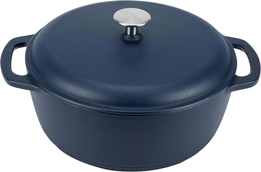 Amazon Basics Cast Iron Dutch Oven Pot with Lid, Enameled, Round, Dual Handles, Heavy-Duty, Mediu... | Amazon (US)
