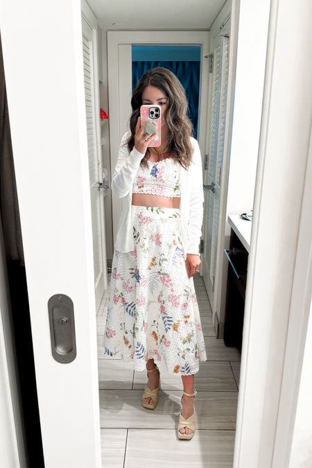 Floral dress set xsmall - Amazon white cardigan small - raffia heeled sandal size 5 - vacation outfit - summer set 

#LTKfindsunder100 #LTKfindsunder50