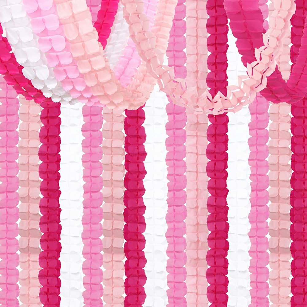 Rose-Red Pink-White Party-Decorations Streamers Garland - 157Ft Valentines Day Four-Leaf Clover H... | Amazon (US)