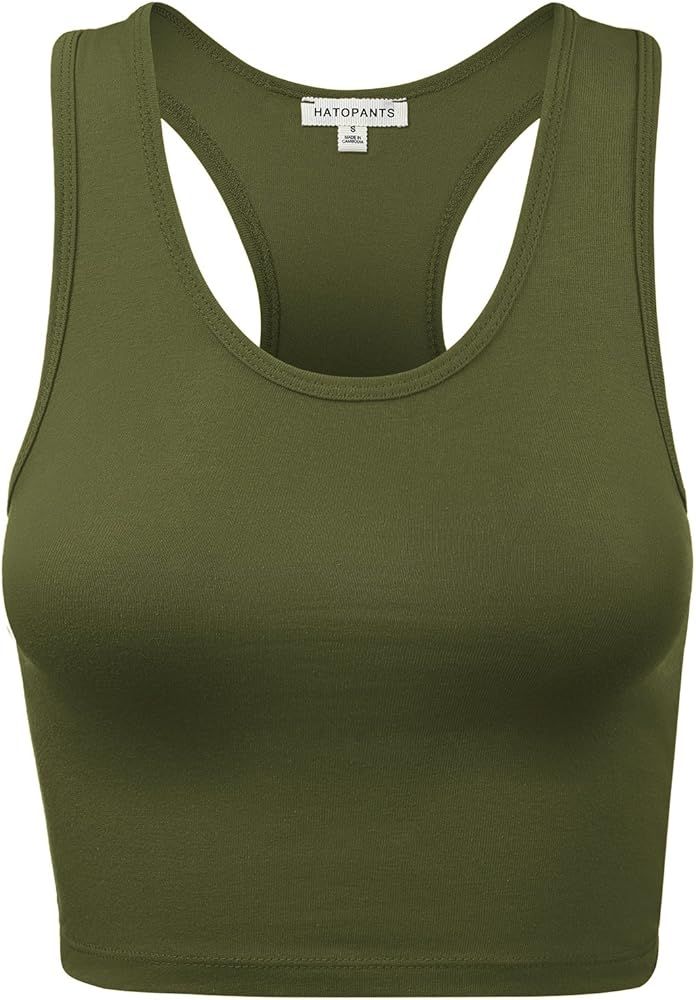 Women's Cotton Racerback Basic Crop Tank Tops | Amazon (US)