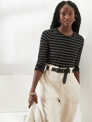 Striped Timeless Crew-Neck T-Shirt | Banana Republic Factory