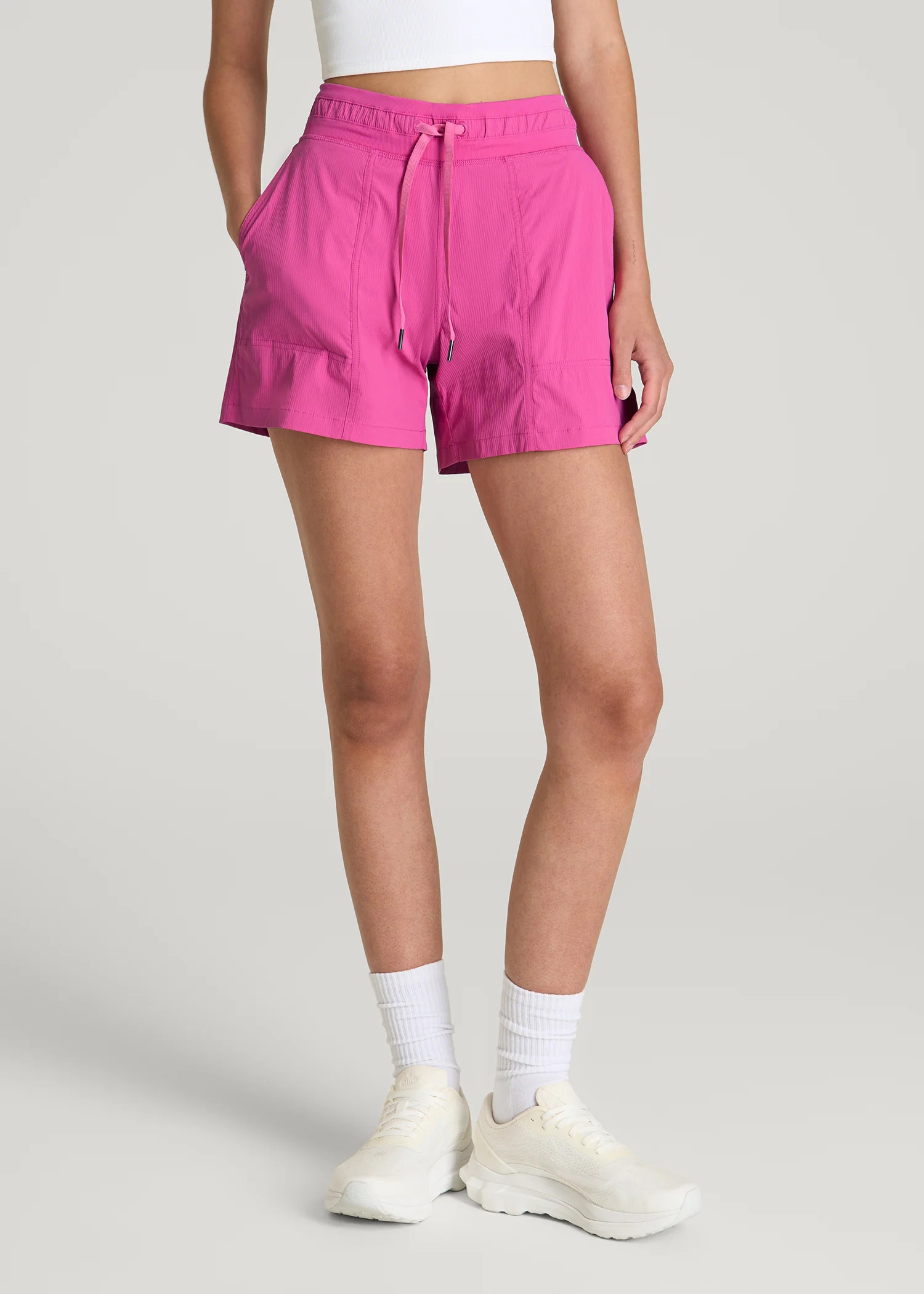 High Rise After Practice Short for Tall Women in Magenta | American Tall