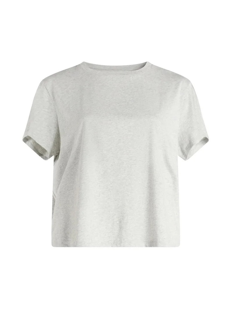 Free Assembly Women's and Women's Plus Cotton Cropped Boxy Tee with Short Sleeves, Sizes XS-4X | Walmart (US)