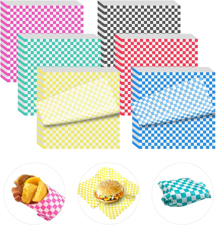 240 Sheets Variety Pack Checkered Dry Waxed Deli Paper Sheets 12x12 inch Paper Sandwich Paper Lin... | Amazon (US)