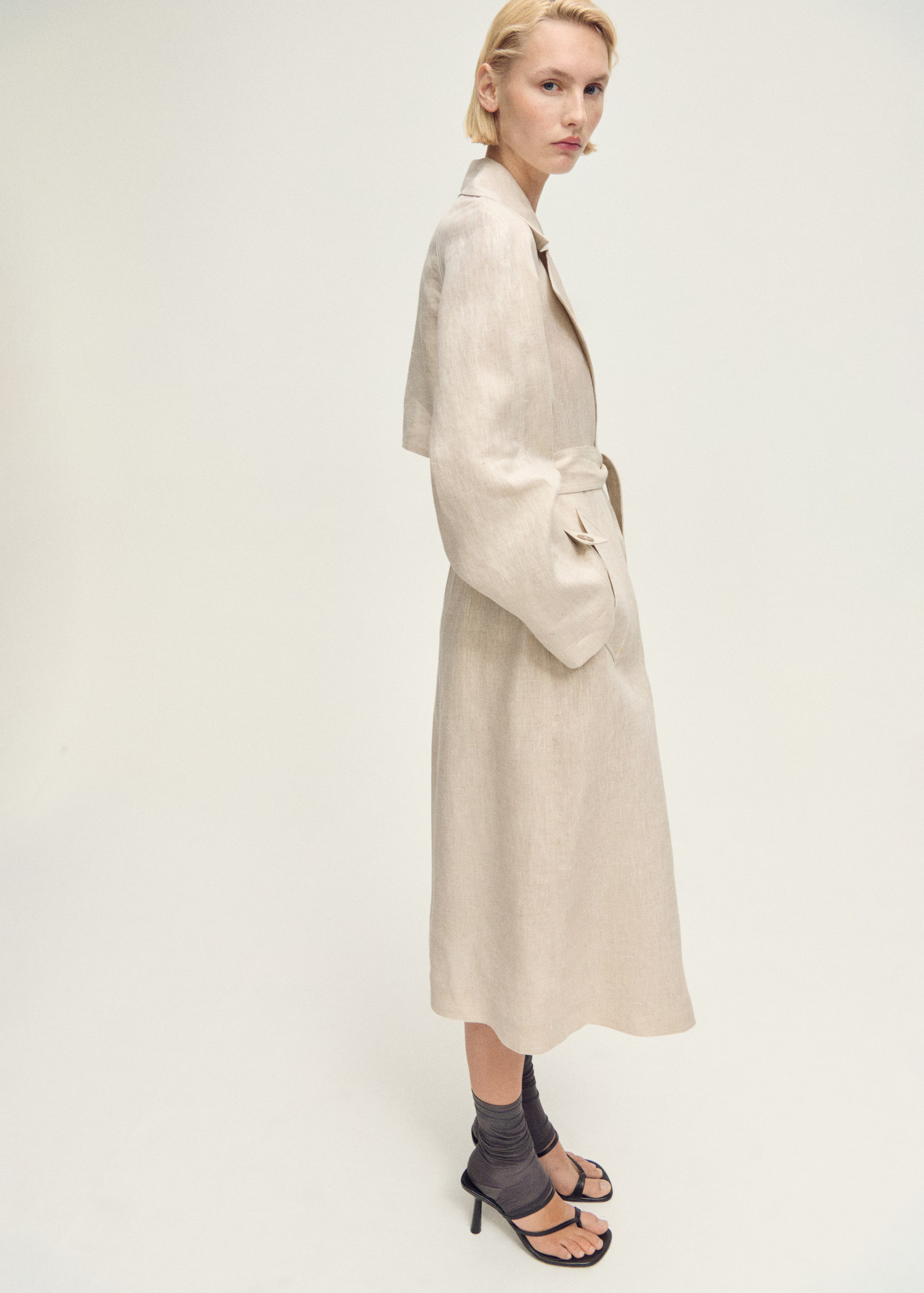 Linen trench coat with pronounced lapels - Women | MANGO United Kingdom | MANGO (UK)