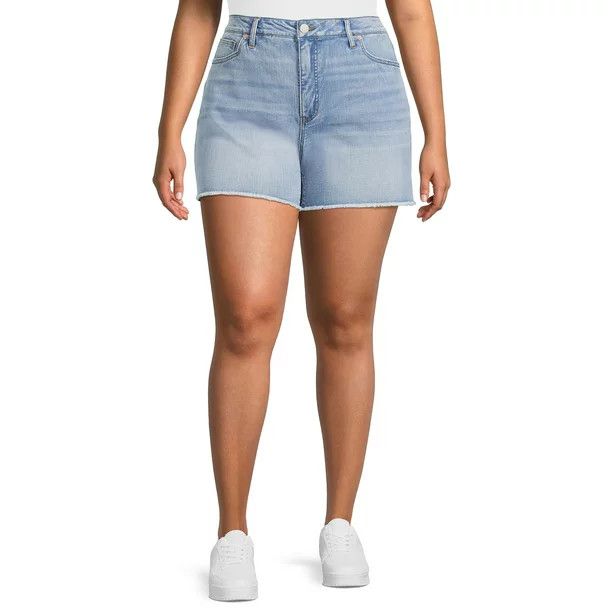 Terra & Sky Women's Plus Size High Rise Cut Off Shorts | Walmart (US)
