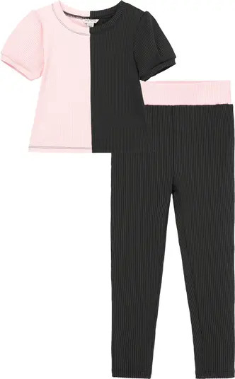 Kids' Colorblock Rib Top & Pants Set | Nordstrom