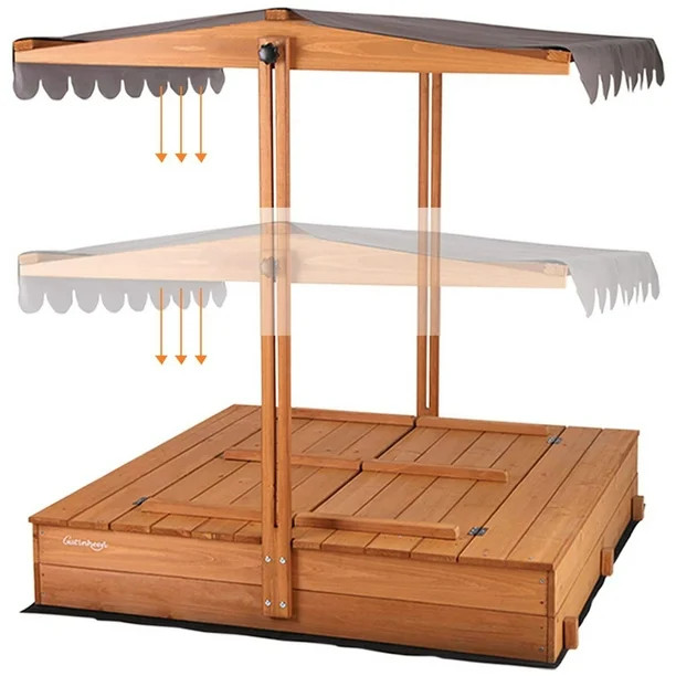 Morgete 47'' Outdoor Sandbox for Kids with Lid and Bench, Wooden Sand Play Toys Center | Walmart (US)