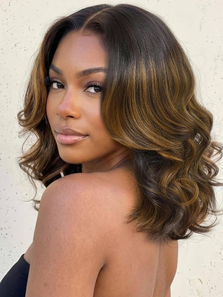 UNICE 7x5 Bye Bye Slip Body Wave Bob Human Hair Wig Balayage Highlight | Amazon (US)