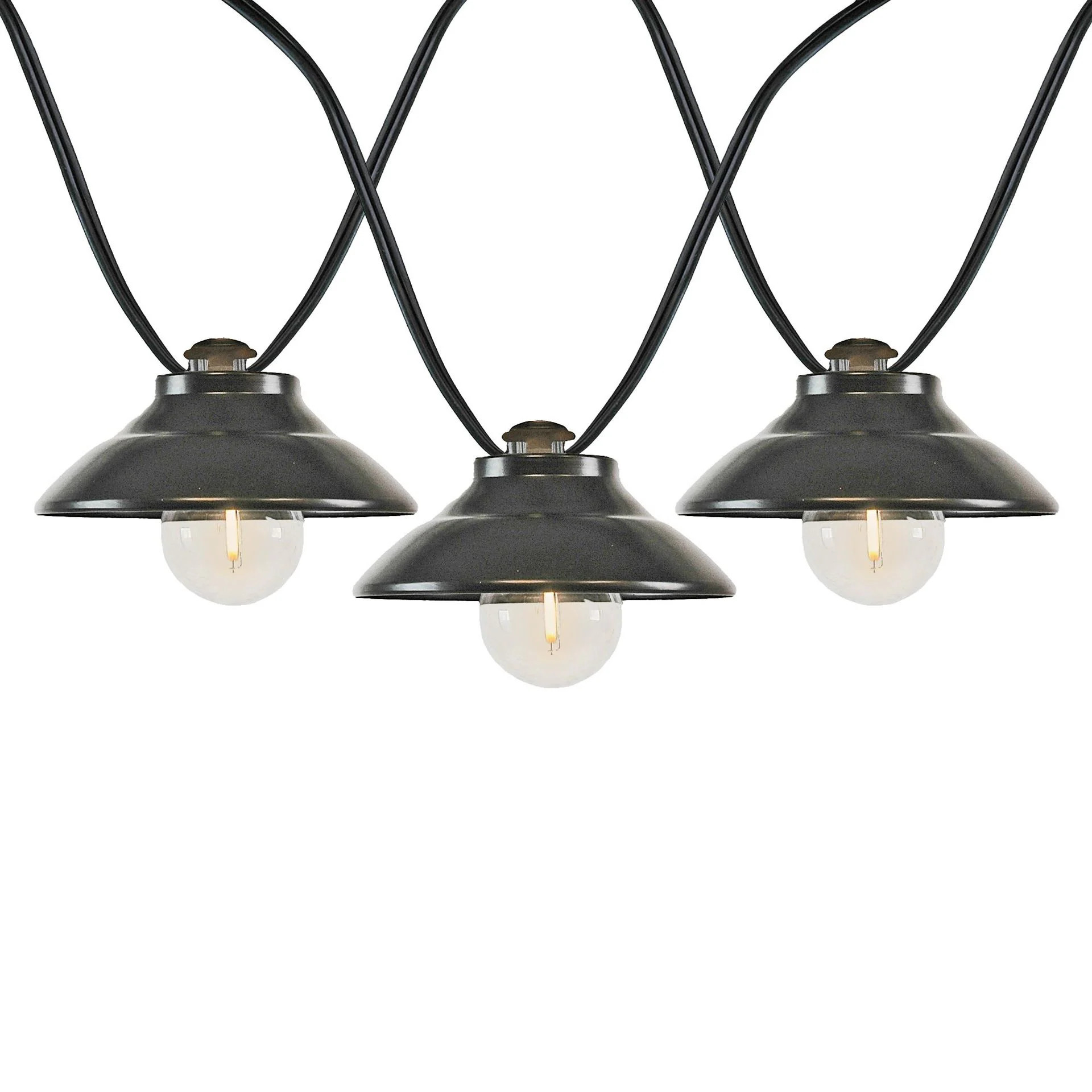 Novelty Lights 11 Feet 10 Light Decorative LED G40 Outdoor Bistro Lampshade String Lights with Metal Shades for Patio Yard or Gazebo one_size in Clear | Lowe's