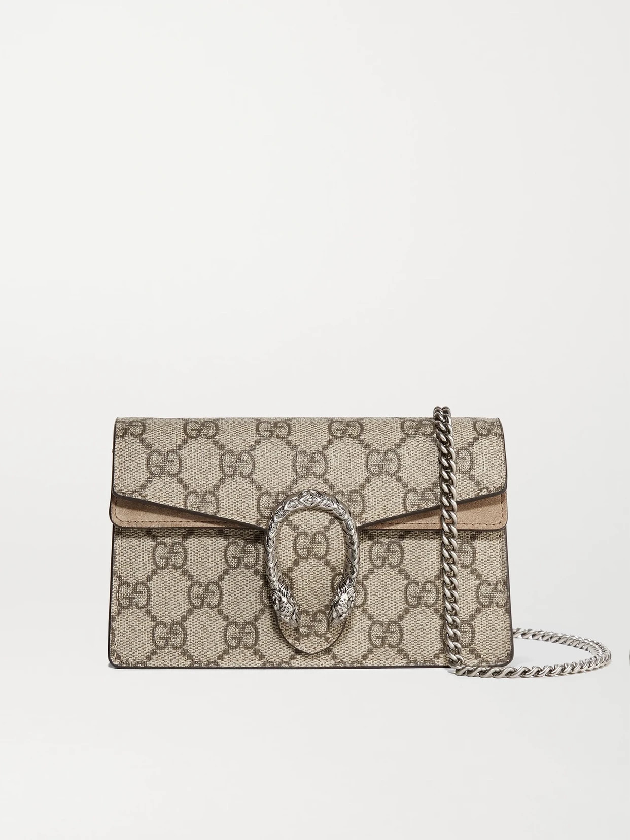 Gucci - Dionysus Super Mini Printed Coated-canvas And Suede Shoulder Bag - Neutrals | NET-A-PORTER (US)