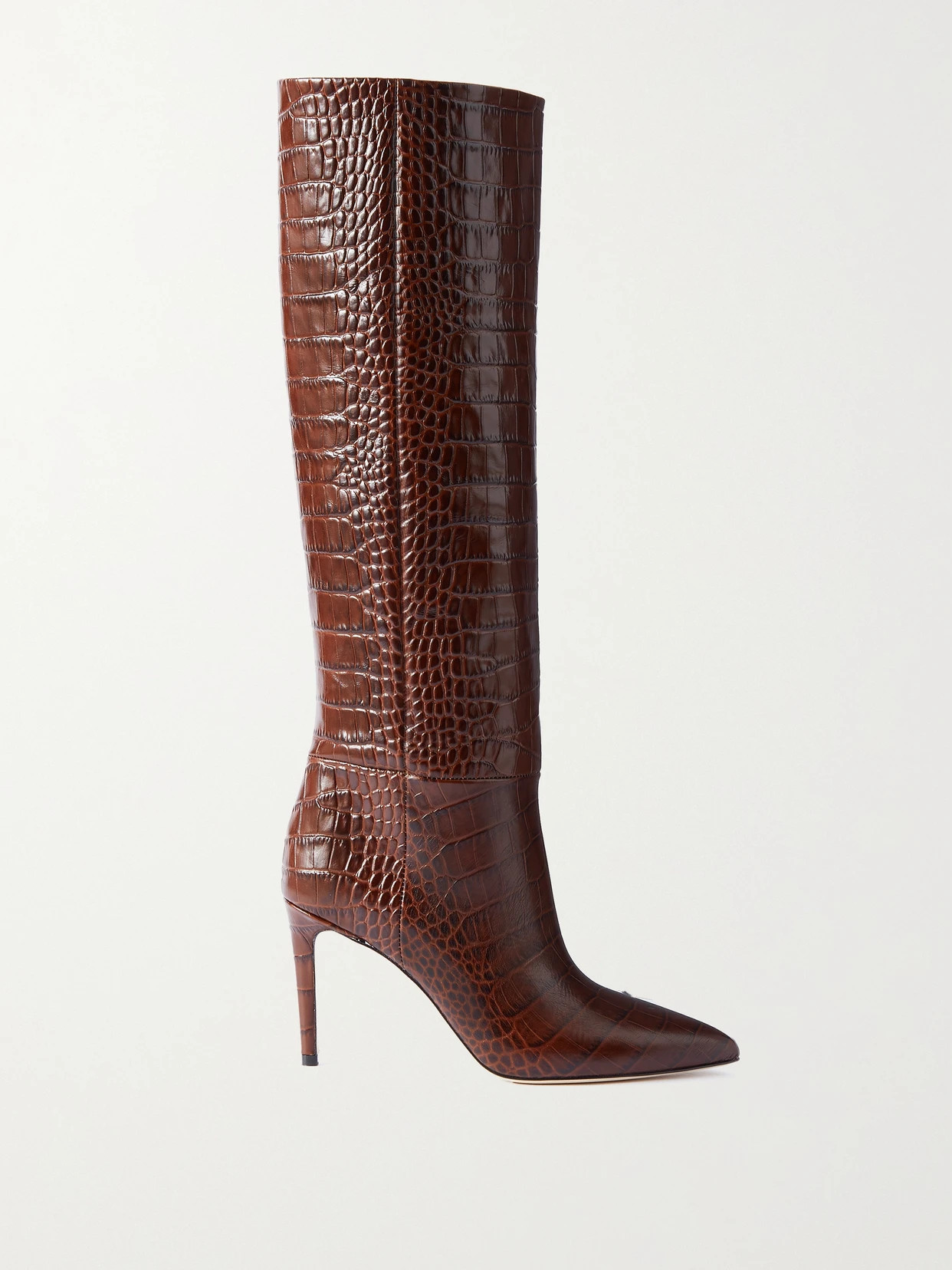 Paris Texas - Stiletto Croc-effect Leather Knee Boots - Brown | NET-A-PORTER (US)