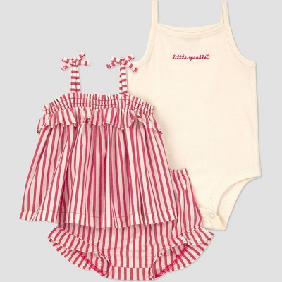 Carter's Just One You® Baby Girls' 3pc Striped Americana Tank Top with Bodysuit and Bloomer Set - Ivory/Red 9M | Target