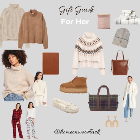 Womens fashion gift guide.  Target sweaters.  Old Navy sweater.  Womens Sherpa coat.  Womens slippers.  Pendleton bag.  Madewell bag.  Target gold earrings.  Womens Ugg shoes.  Carhartt hat.  Target Womens Christmas pajamas.  Target candle.  Hearth and Hand towels.  H & M sweaters.  Target style.  

#LTKunder50 #LTKCyberweek #LTKHoliday