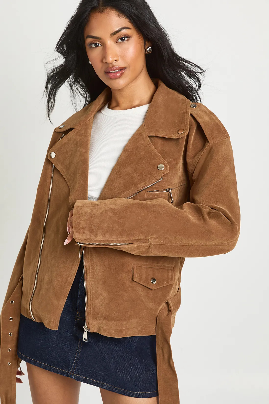 Vintage Suede Look Oversized Biker Jacket | Boohoo.com (UK & IE)
