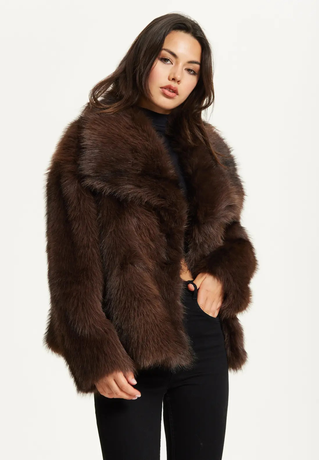 Brown Faux Fur Coat Oversized Fit | Boohoo.com (UK & IE)