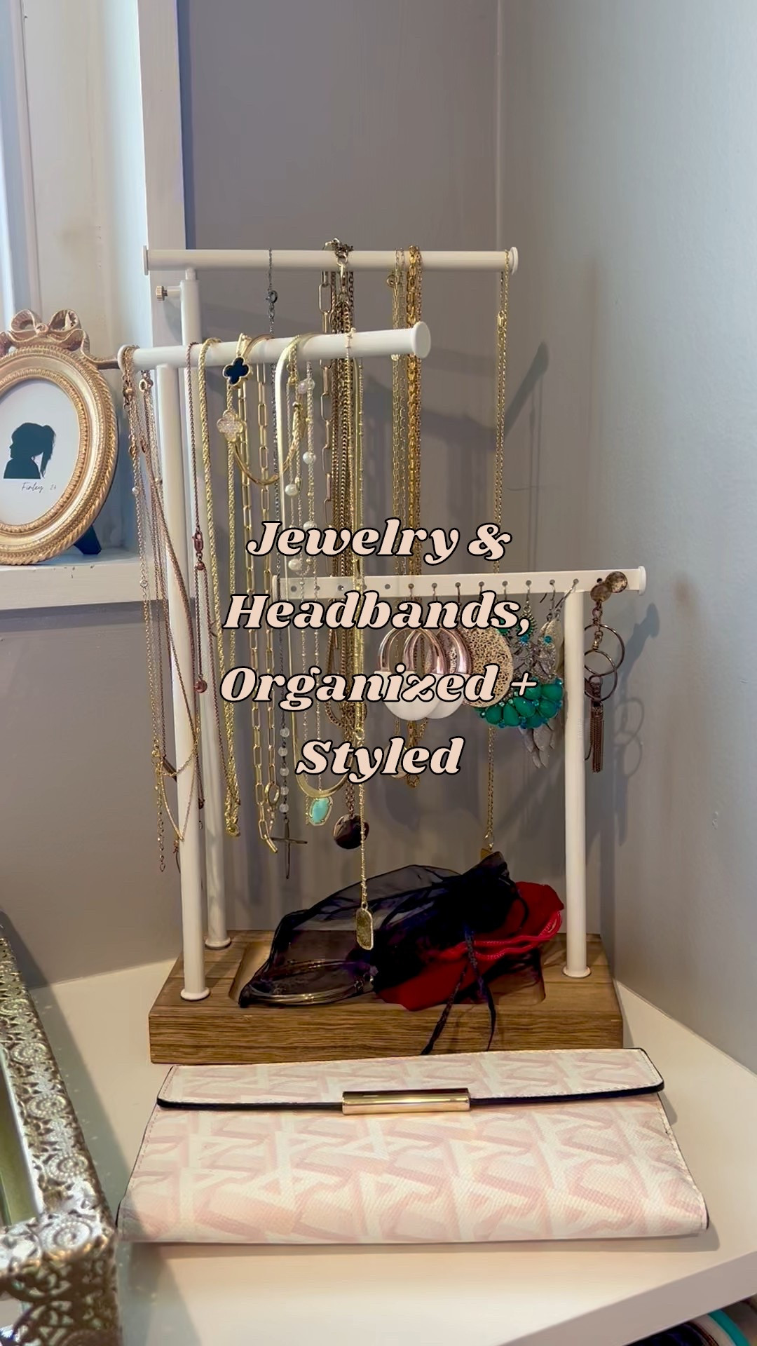 Finally found a jewelry stand that actually holds it all—necklaces, earrings, bracelets—without looking like clutter. This 3-level beauty is as functional as it is pretty. Bonus: it matches my gold + white headband holder and the little gold pup who keeps my rings safe. Cute storage for the win.

#LTKFindsUnder50 #LTKHome #LTKGiftGuide